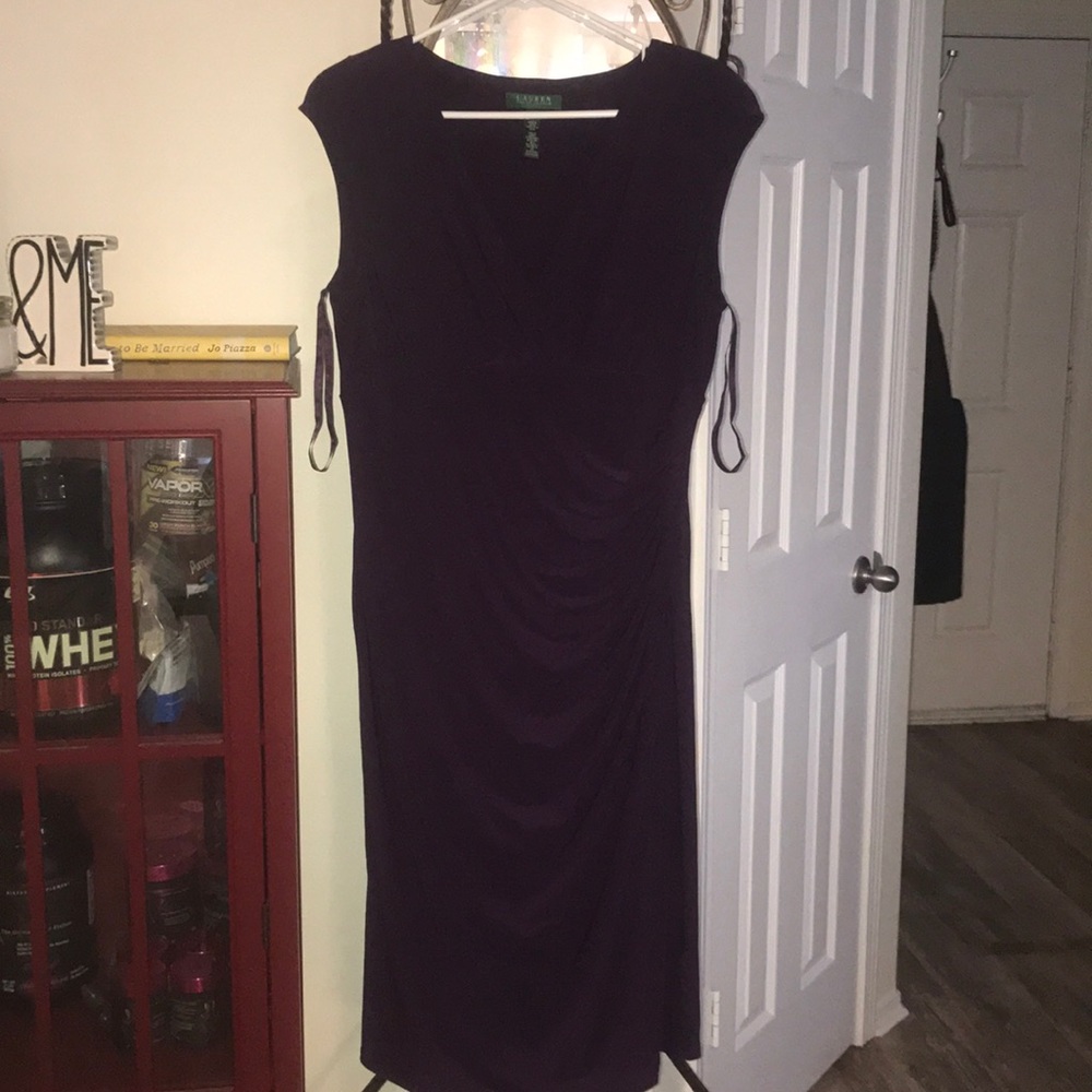 Purple faux wrap dress by Lauren Ralph Lauren